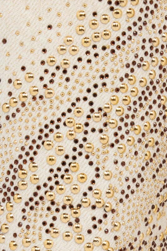 RC Ivory flared jeans with gold animal-print detailing IVORY/GOLD WWJ204-DE017