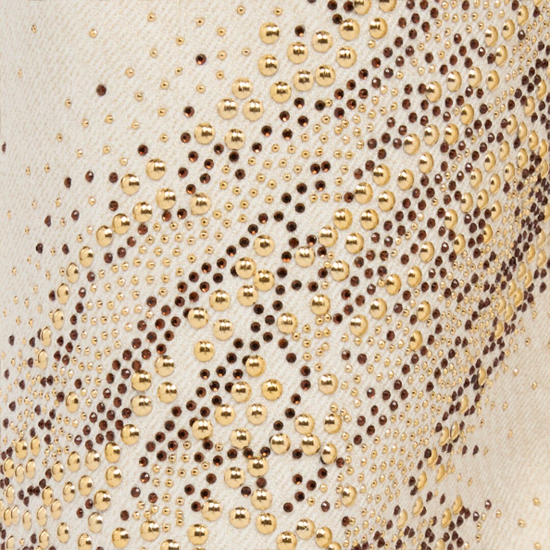 RC Ivory flared jeans with gold animal-print detailing IVORY/GOLD WWJ204-DE017