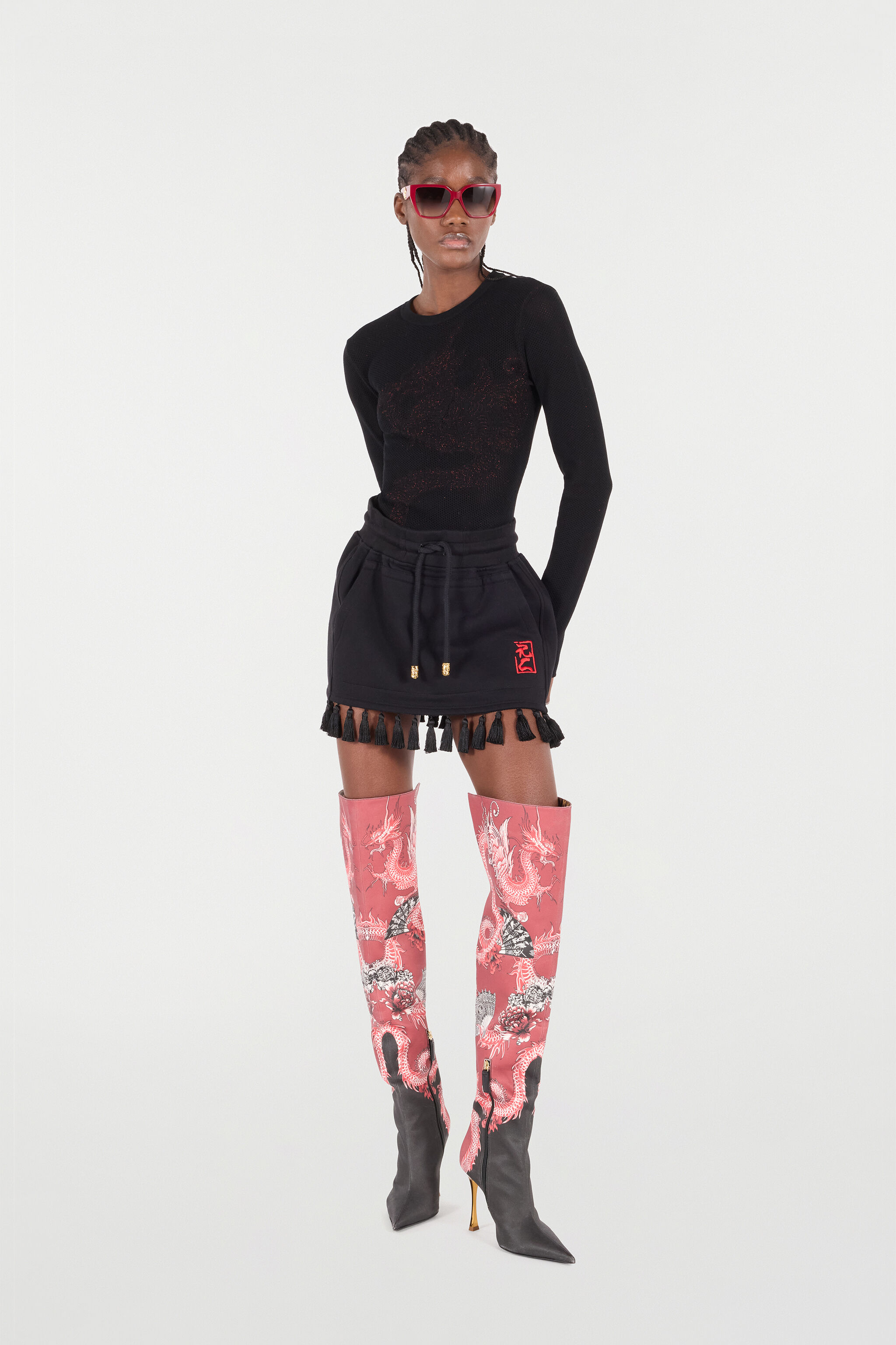 RC Micro-Perforated Sweater with Dragon Black VQM619-MO010