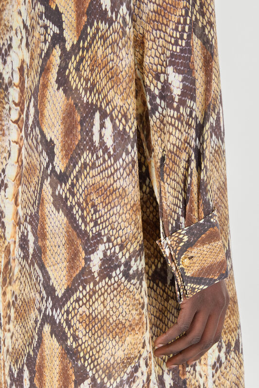 RC Python Print Shirt Dress Light Brown UWT160-OPN93