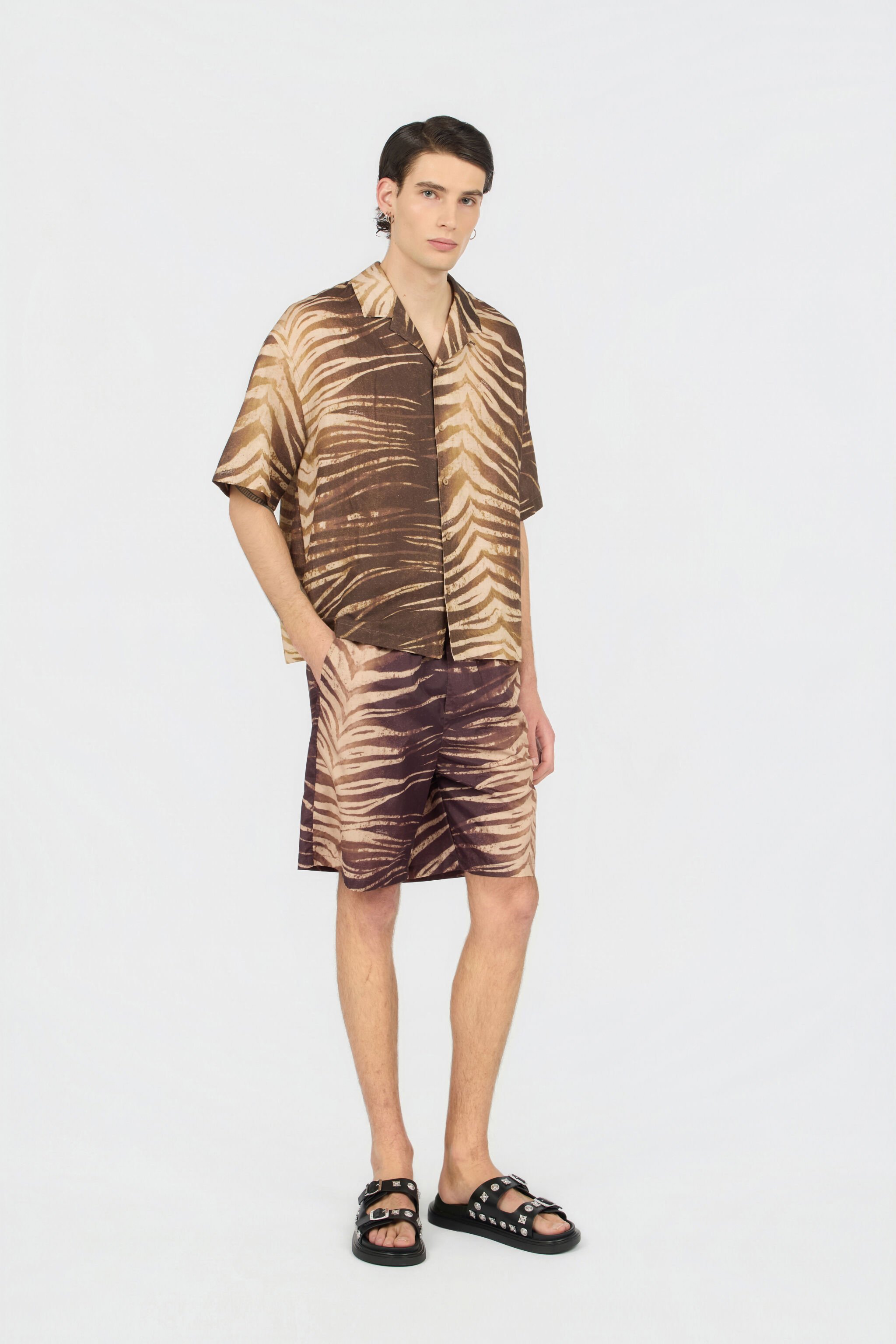 JC Hemd mit Natural Barb-Print 751 BEIGE + 709 MARR WFM006-WF154