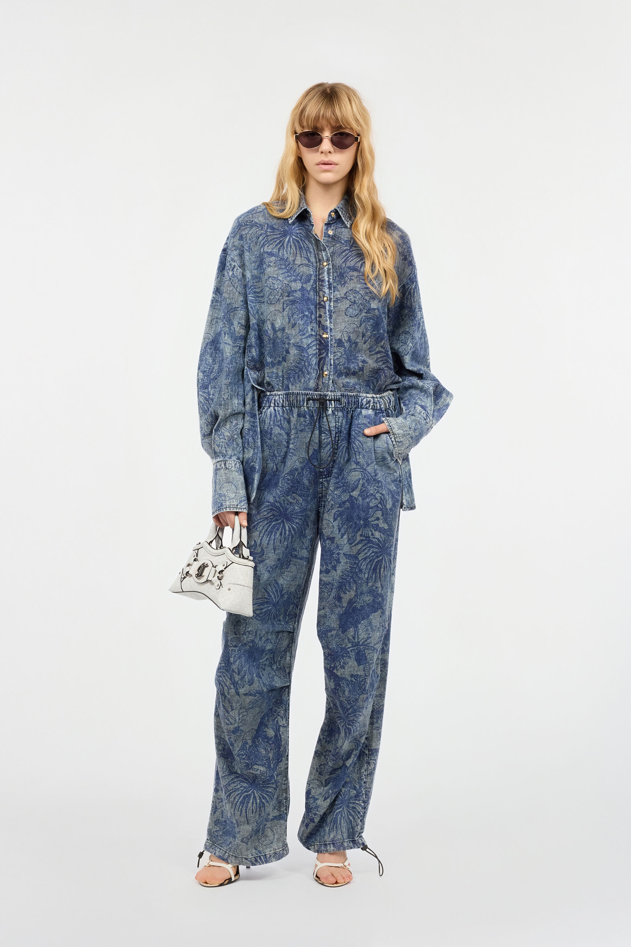 JC Floral-Print Shirt Blue UFT144-UF210
