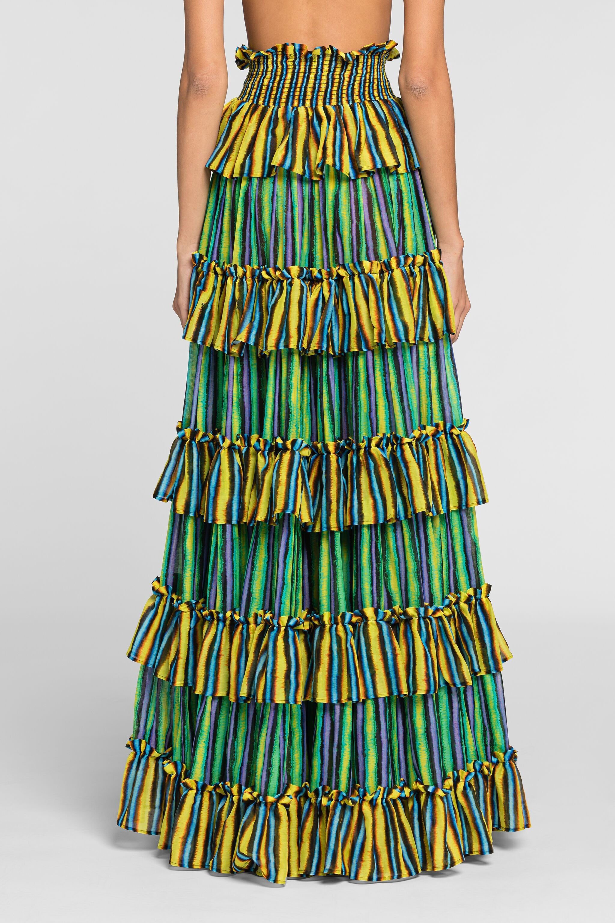 RC High-waisted striped maxi skirt VERDE QKT340-CDF55