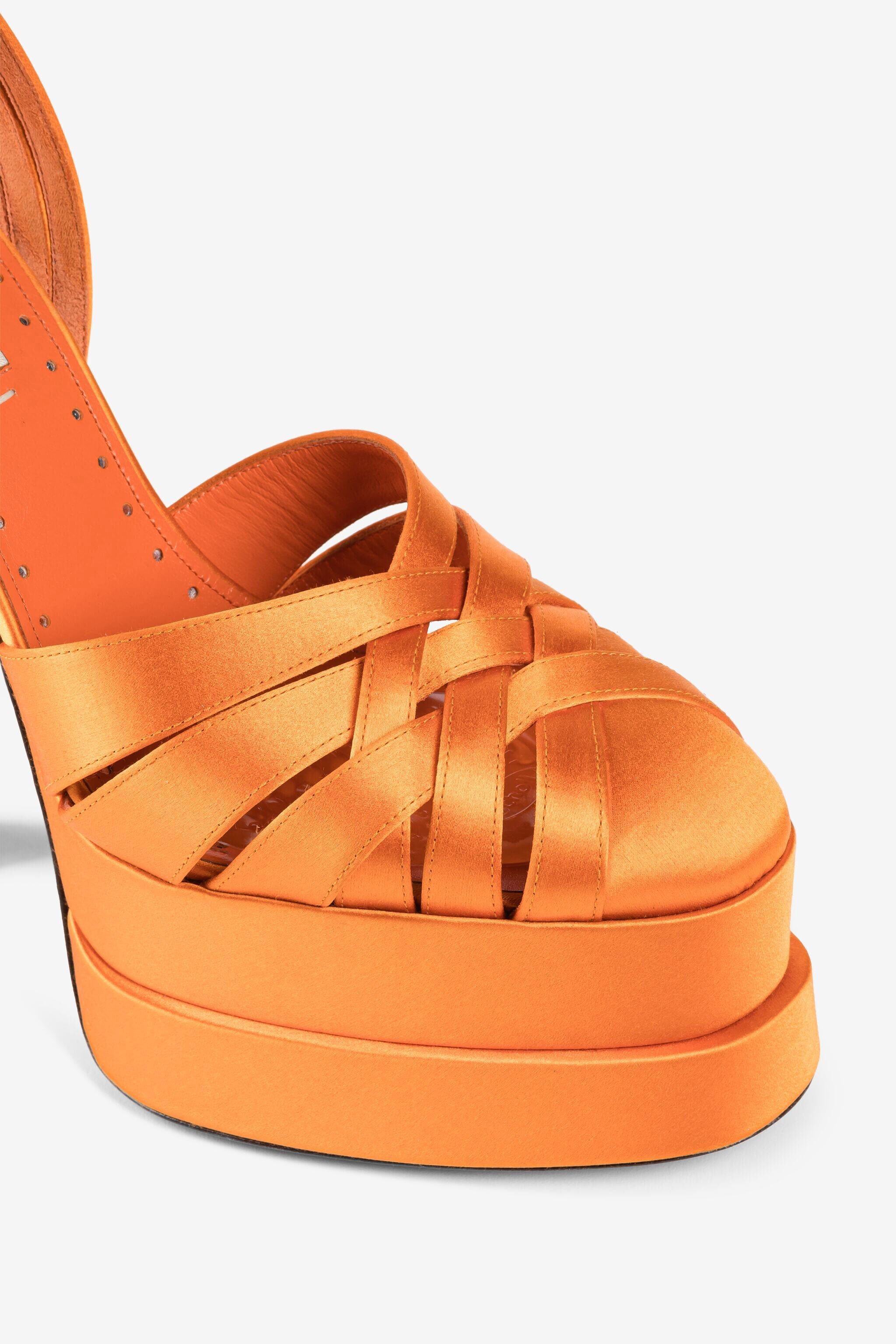 RC Caged leather platform sandals Orange RKS008-FLR01