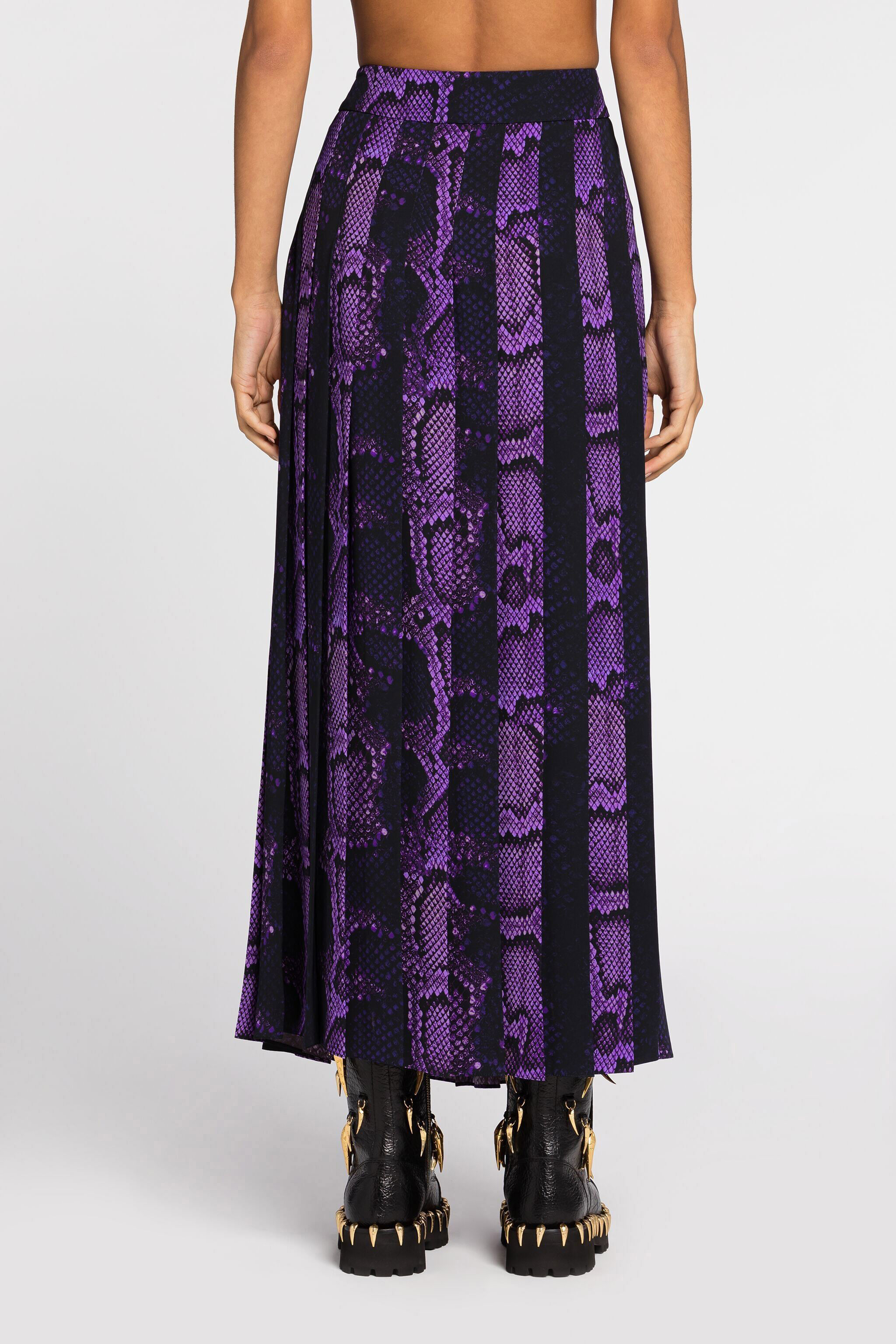 Jupe plissee a imprime python en Violet pour femme Roberto Cavalli
