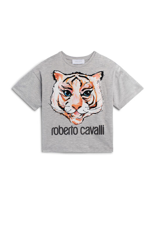 JU Grey tiger print T-shirt GREY MELANGE IJT621-JE050