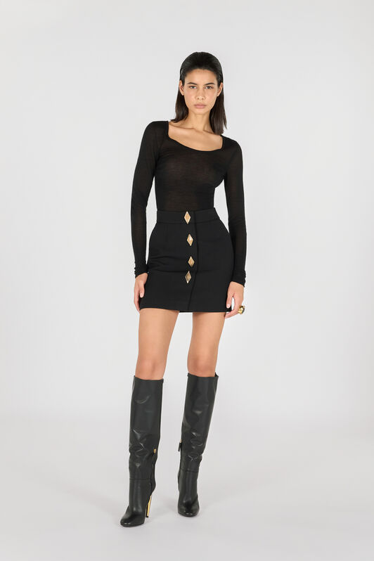 RC Miniskirt With Jewel Buttons Black TWT303-WP059