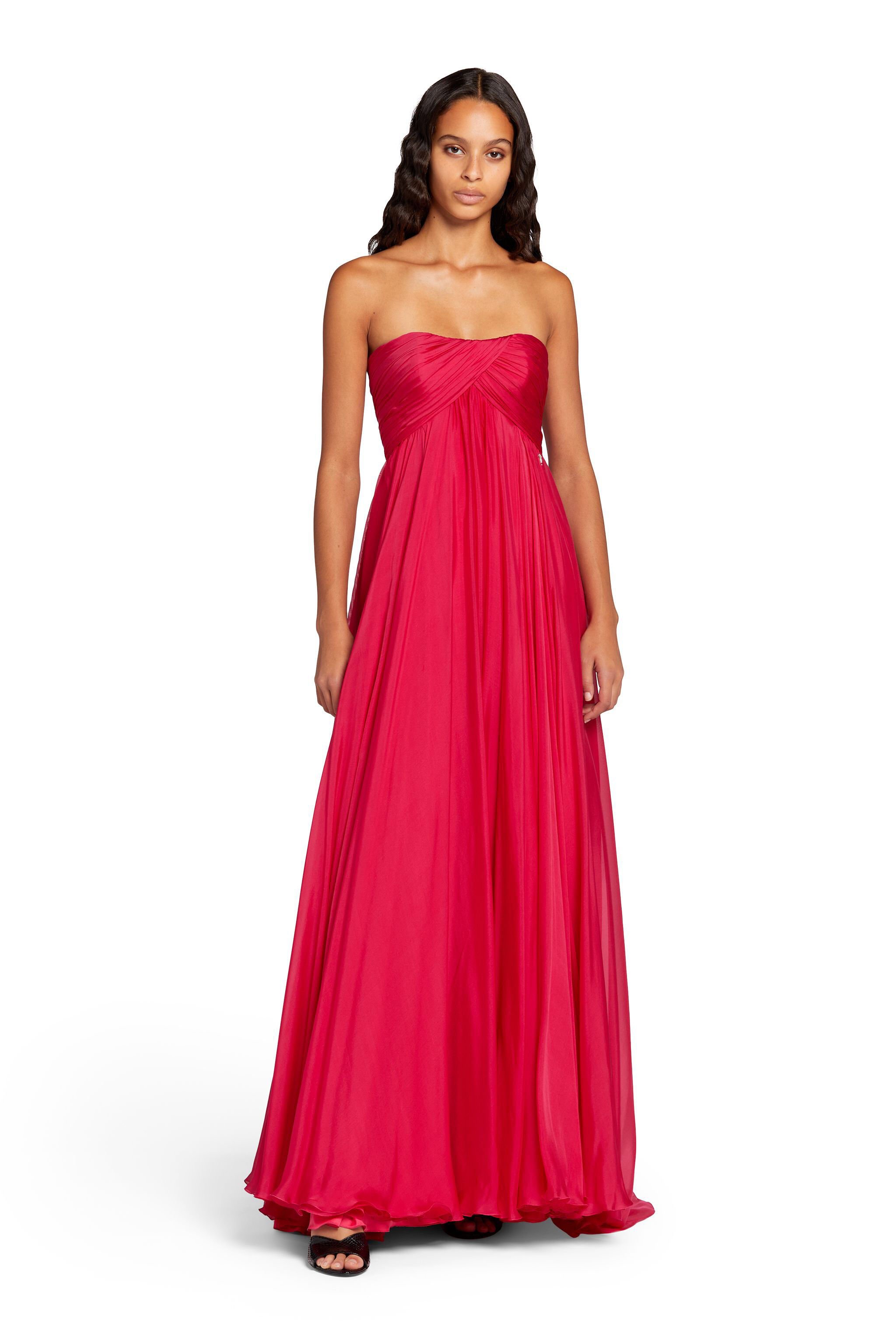 RC Strapless Silk Maxi Dress Red KCT102-CC031