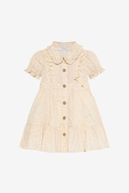 ${brand} Ivory Dress with Jaguar Skin Print and Ruffles ${colorDescription} ${masterID}