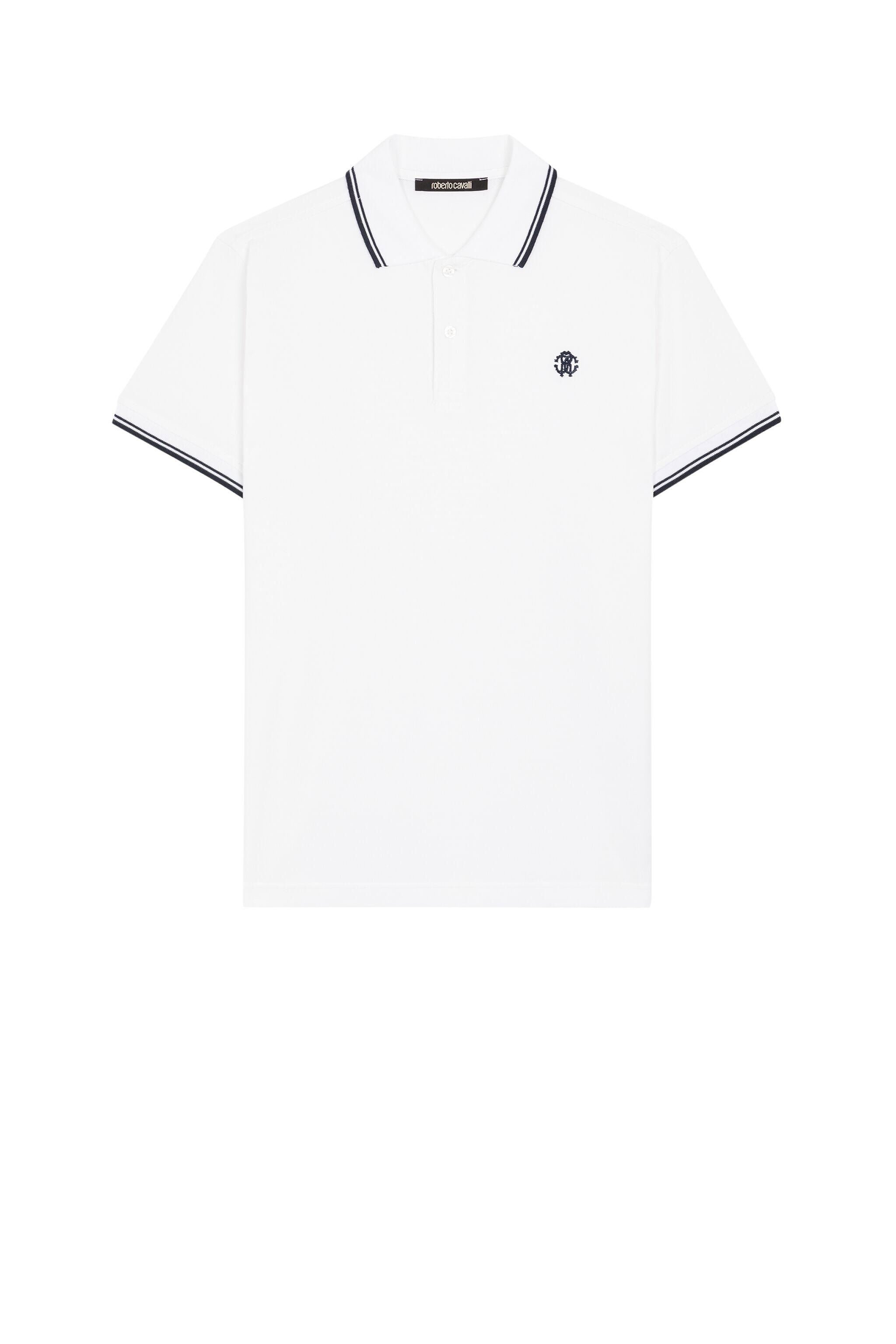 RC RC Monogram-Embroidered Polo Shirt Bianco KOT60A-KB017
