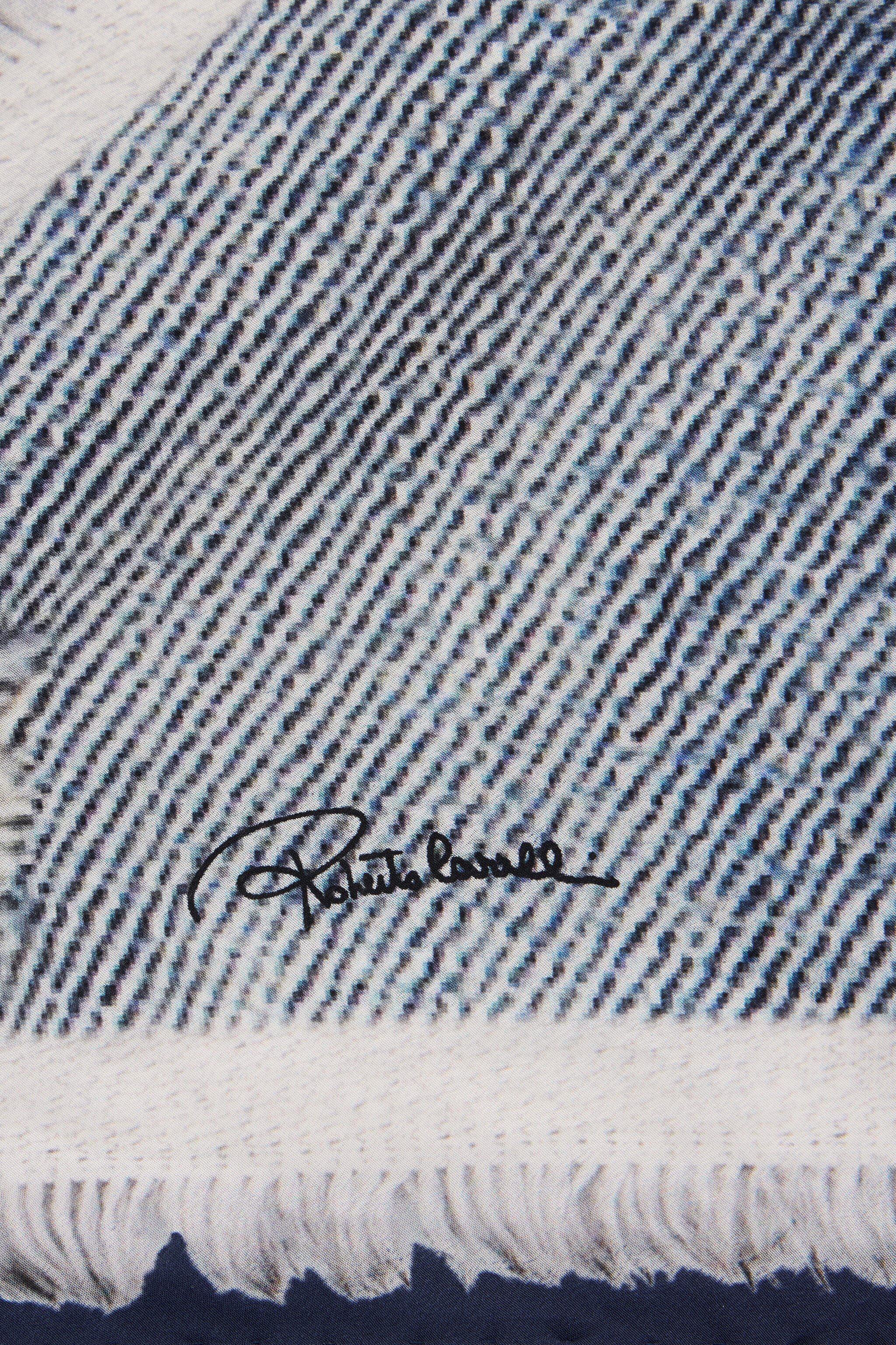 RC Seidentuch aus Seide mit Denim-Patchwork-Print DARK BLUE WQI005-SQR71