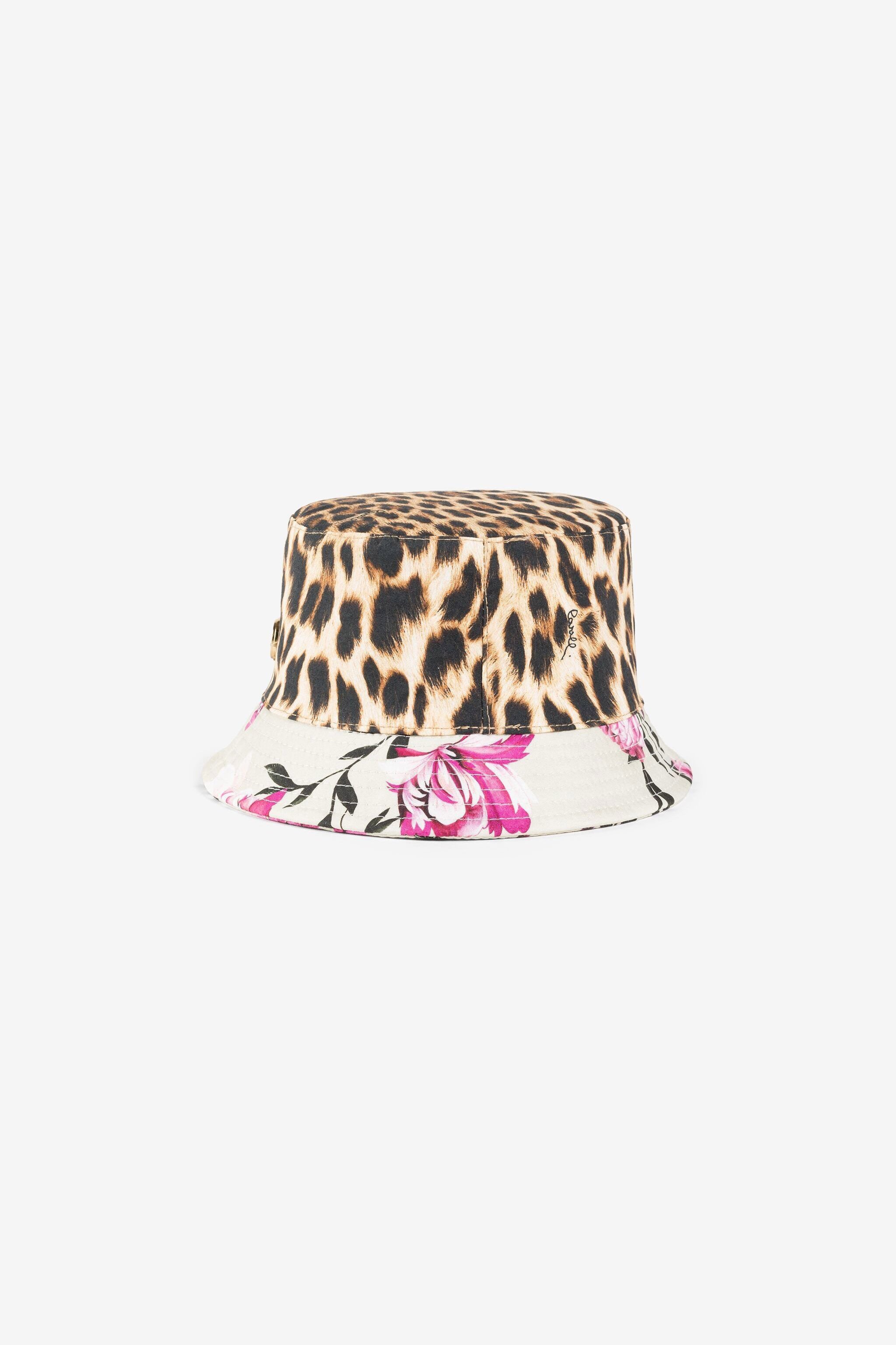 JU Gorro bucket con estampados Leopard y Flower ROSA/NATURALE OJI021-CO002