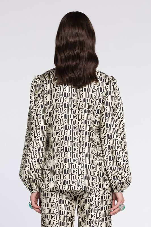 RC Logo-Print Silk Blouse BLACK RKT705-4QH82