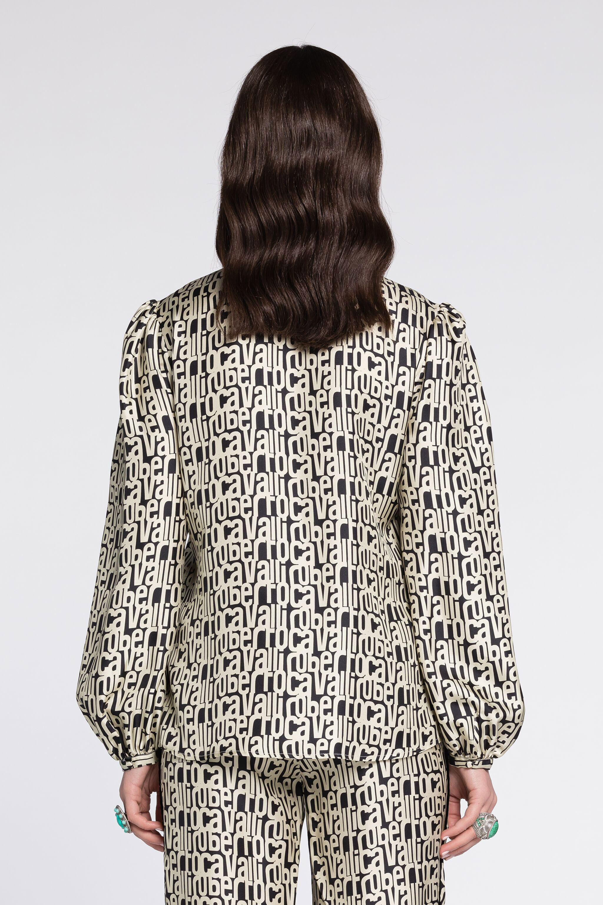 RC Logo-Print Silk Blouse BLACK RKT705-4QH82