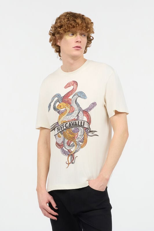 JC T-Shirt Avec Serpents Colorés JC T-Shirt Avec Serpents Colorés Ivoire UFT061-UF081