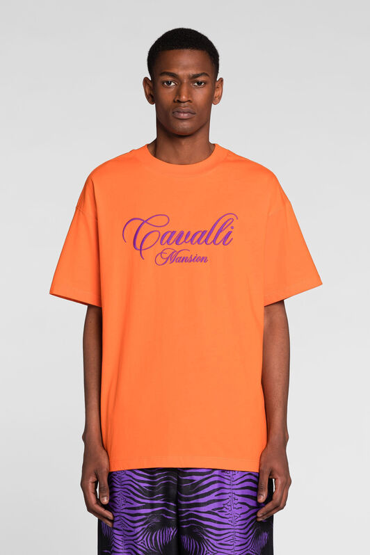 RC Logo-Embroidered Cotton T-Shirt Orange PNT61K-JD060