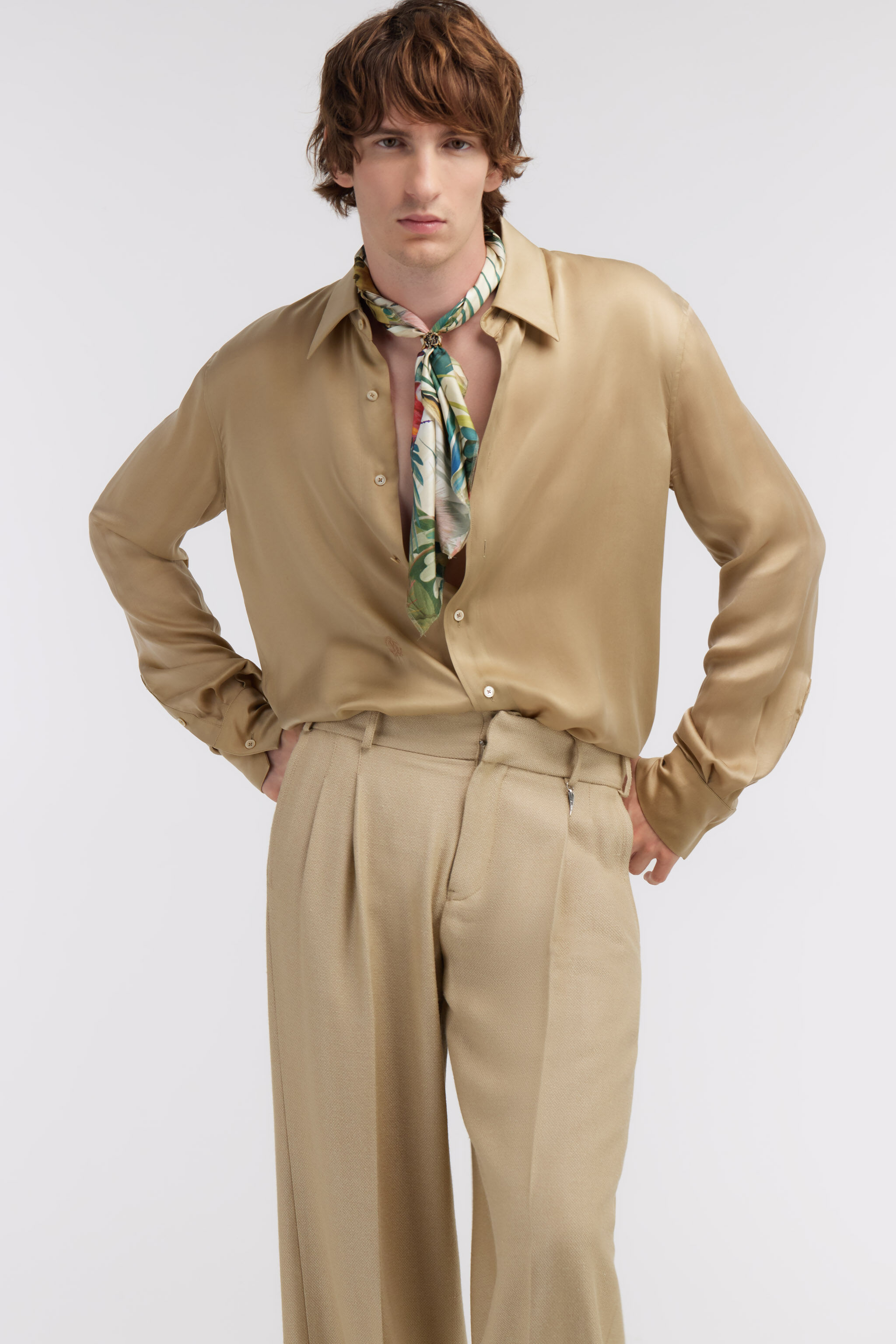 RC Camicia Beige Con Monogram RC Marrone chiaro SRT715-FLJ03