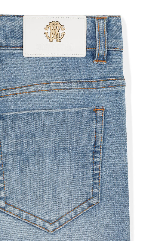JU Mirror Snake-Embroidered Jeans Dark blue KJJ201-DS029