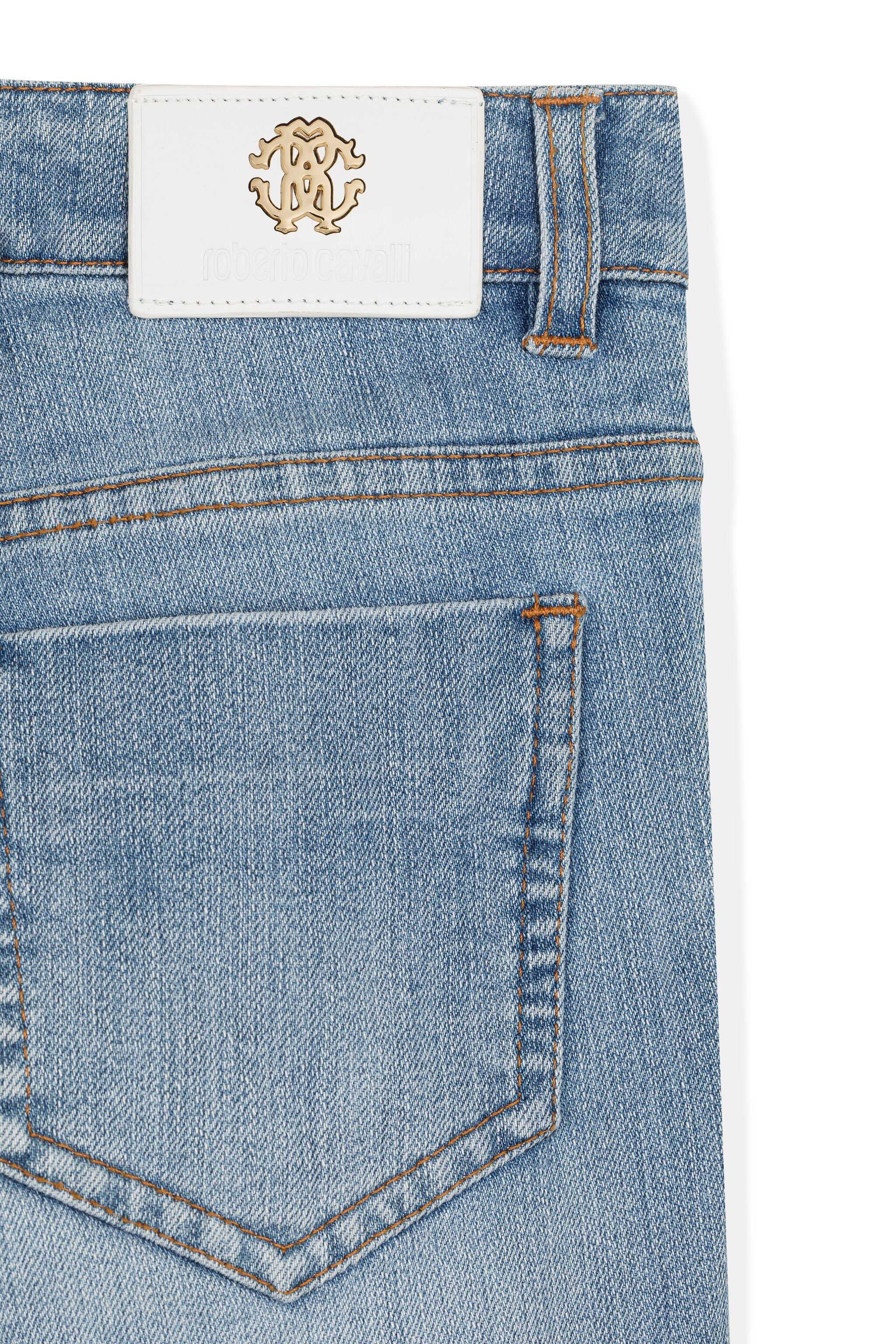 JU Mirror Snake-Embroidered Jeans Dark blue KJJ201-DS029