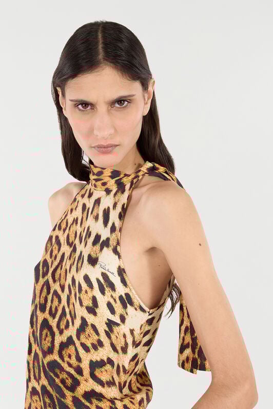 RC Halter Top with Jaguar Skin Print RC Halter Top with Jaguar Skin Print Brown VKT611-LXP73