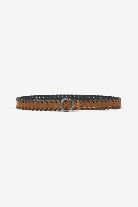 RC Ceinture En Cuir Avec Boucle Serpent Marron URC001-PZU05