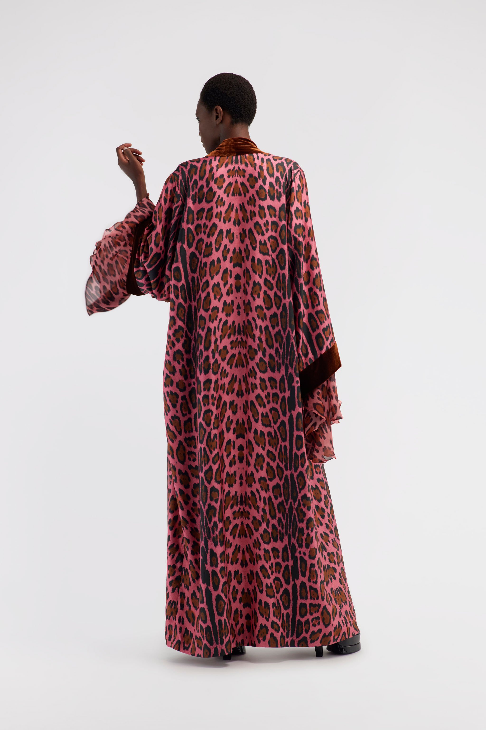 RC Belted coat with Leopard print Fuchsia RWT504-4QI13