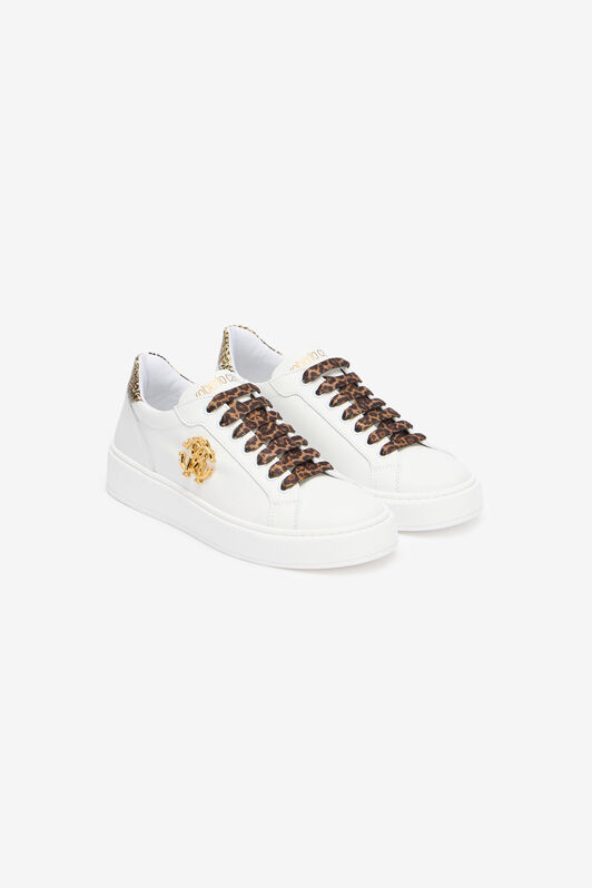 RC White Sneaker With Leopard Print And RC Monogram RC White Sneaker With Leopard Print And RC Monogram WHITE QOS01J-PZO13