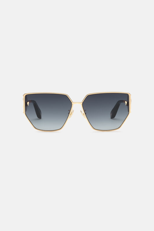 RC Sunglasses with wide shape front, metal fangs embellishment Oro rosa ALD026-ID183