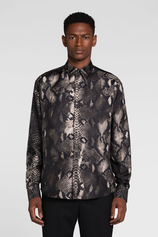 RC Rock Python-Print Silk Shirt SMOKE PRT730-4QE38
