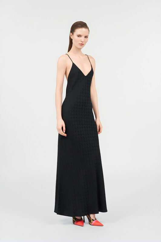 RC Silk Maxi Dress with Monogram RC NERO VKT102-RK010