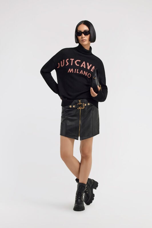 JC Just Cavalli leather skirt Noir TFP006-TF135