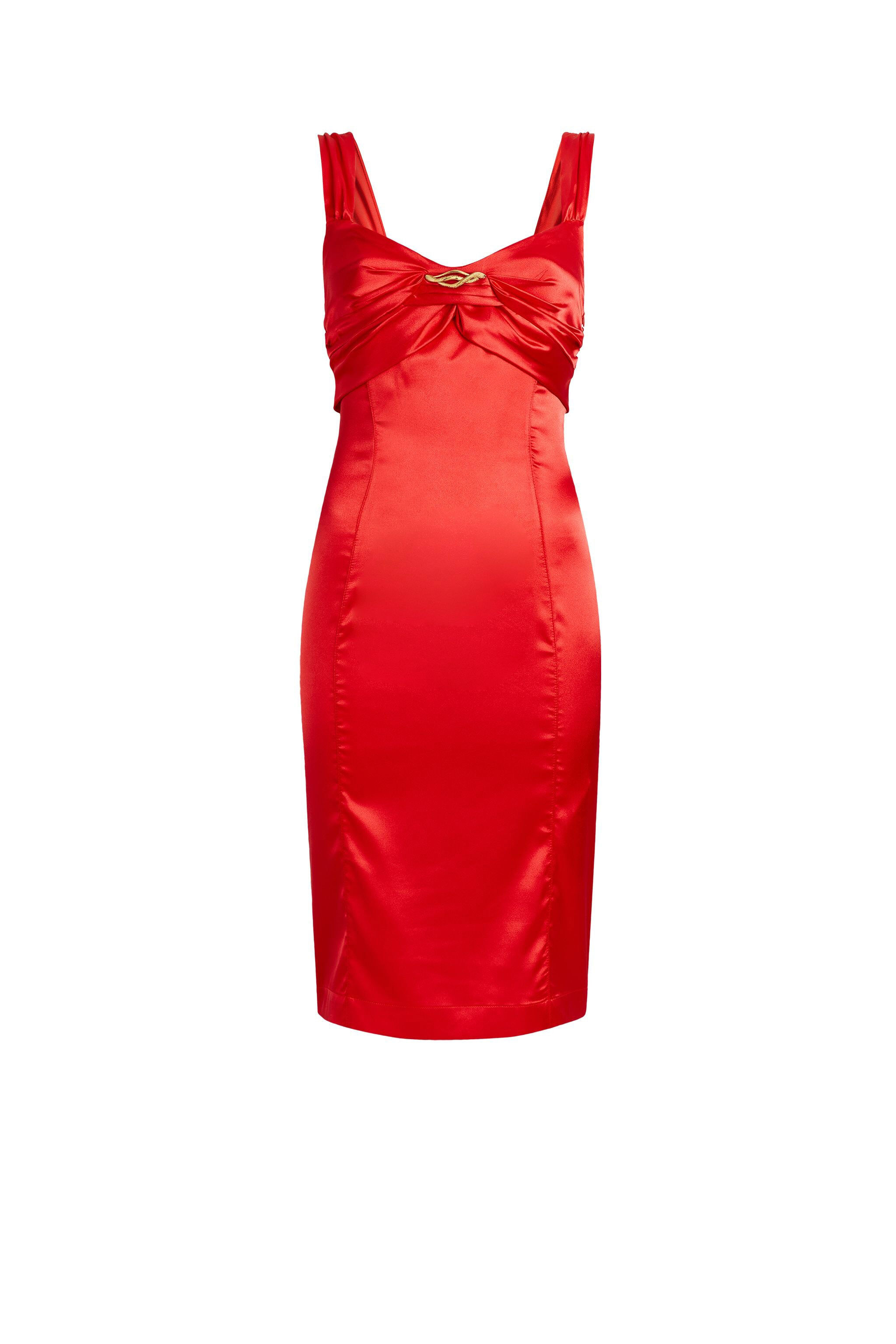 RC Snake-Embellished Bodycon Dress Rosso FST104-RD028
