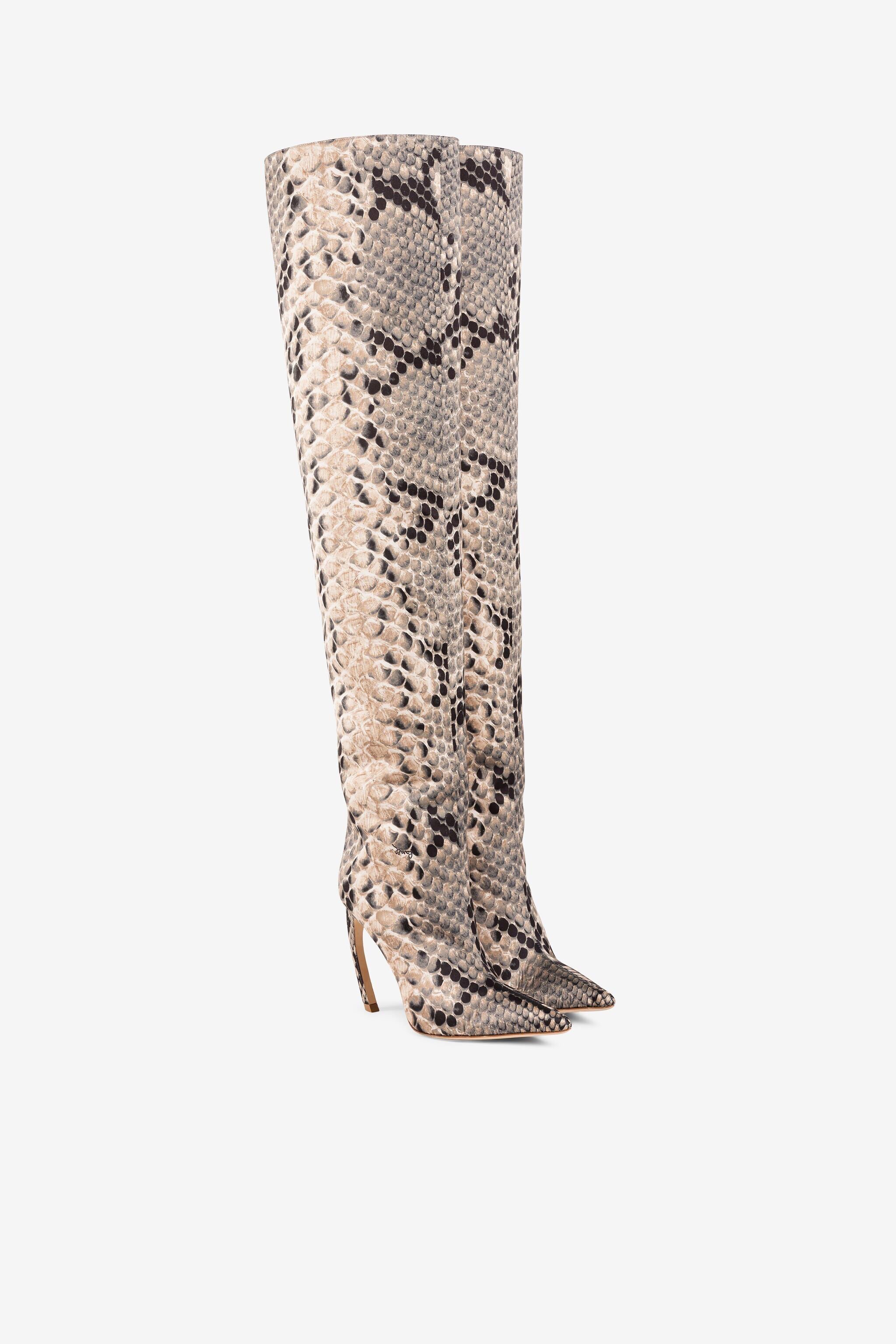 RC Python-embossed thigh-high boots ROCCIA QWS014-SE129