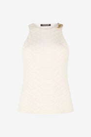 ${brand} Top Bianco Smanicato Con Stampa Squame E Serpente ${colorDescription} ${masterID}