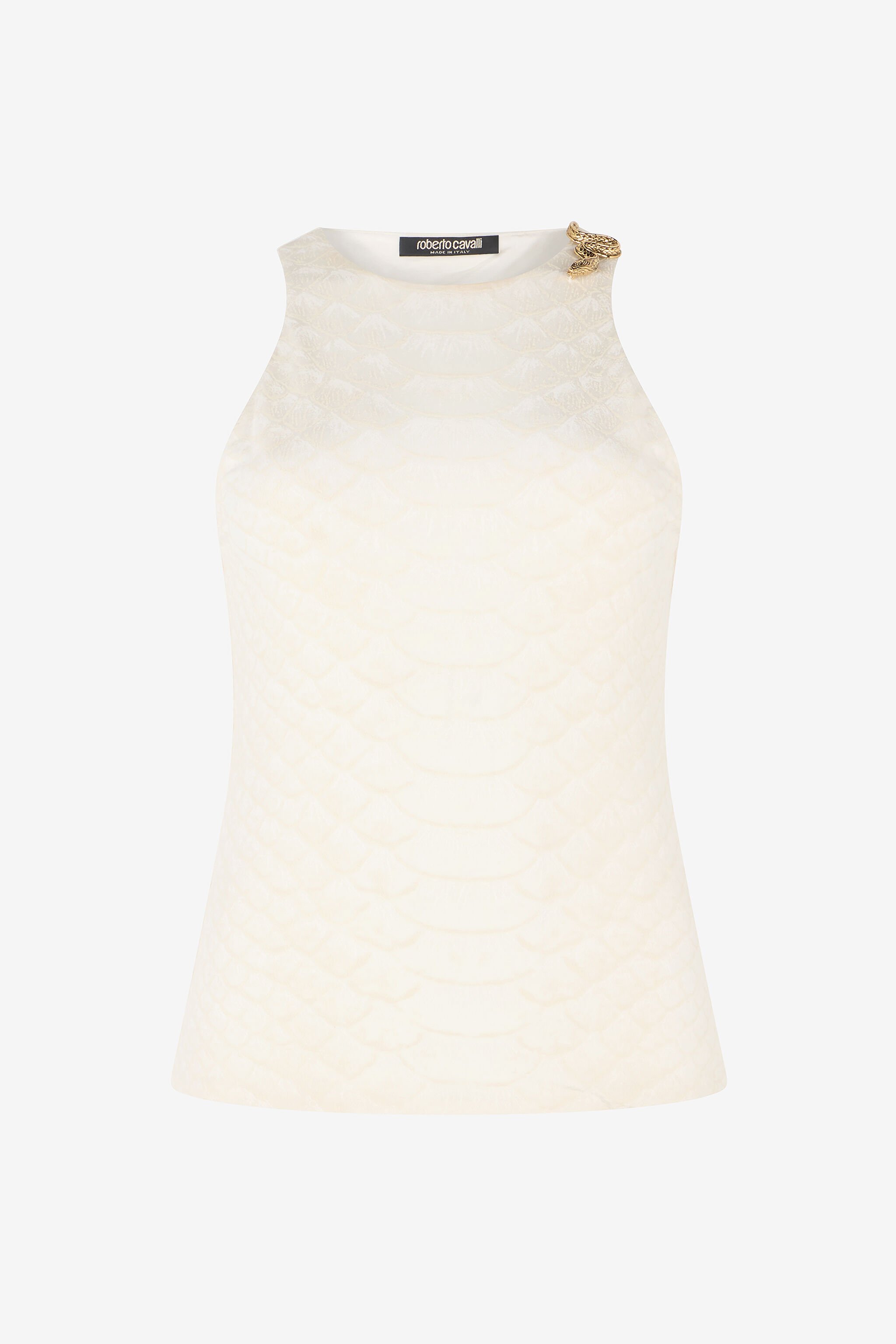 RC Top Bianco Smanicato Con Stampa Squame E Serpente RC Top Bianco Smanicato Con Stampa Squame E Serpente WHITE WWT602-NLS36