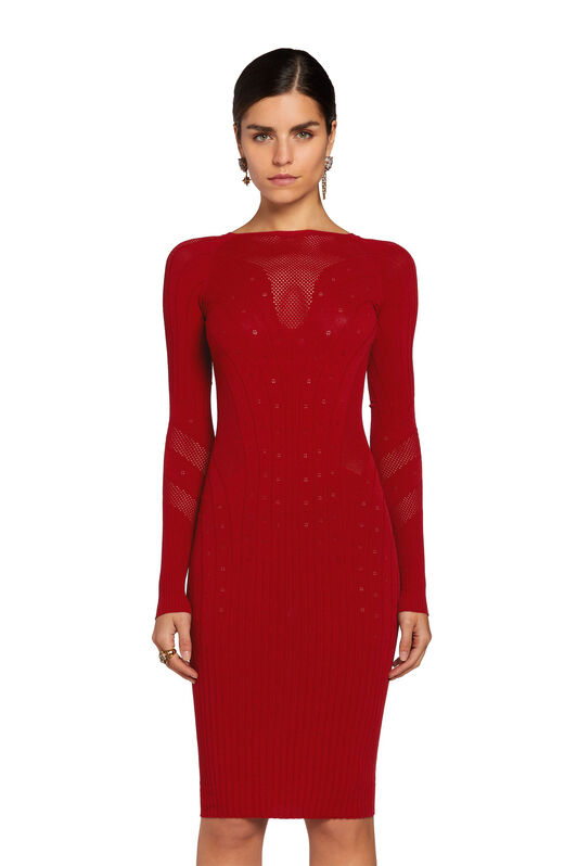 RC Robe en maille ajourée RC Robe en maille ajourée Rouge MQM180-MI001
