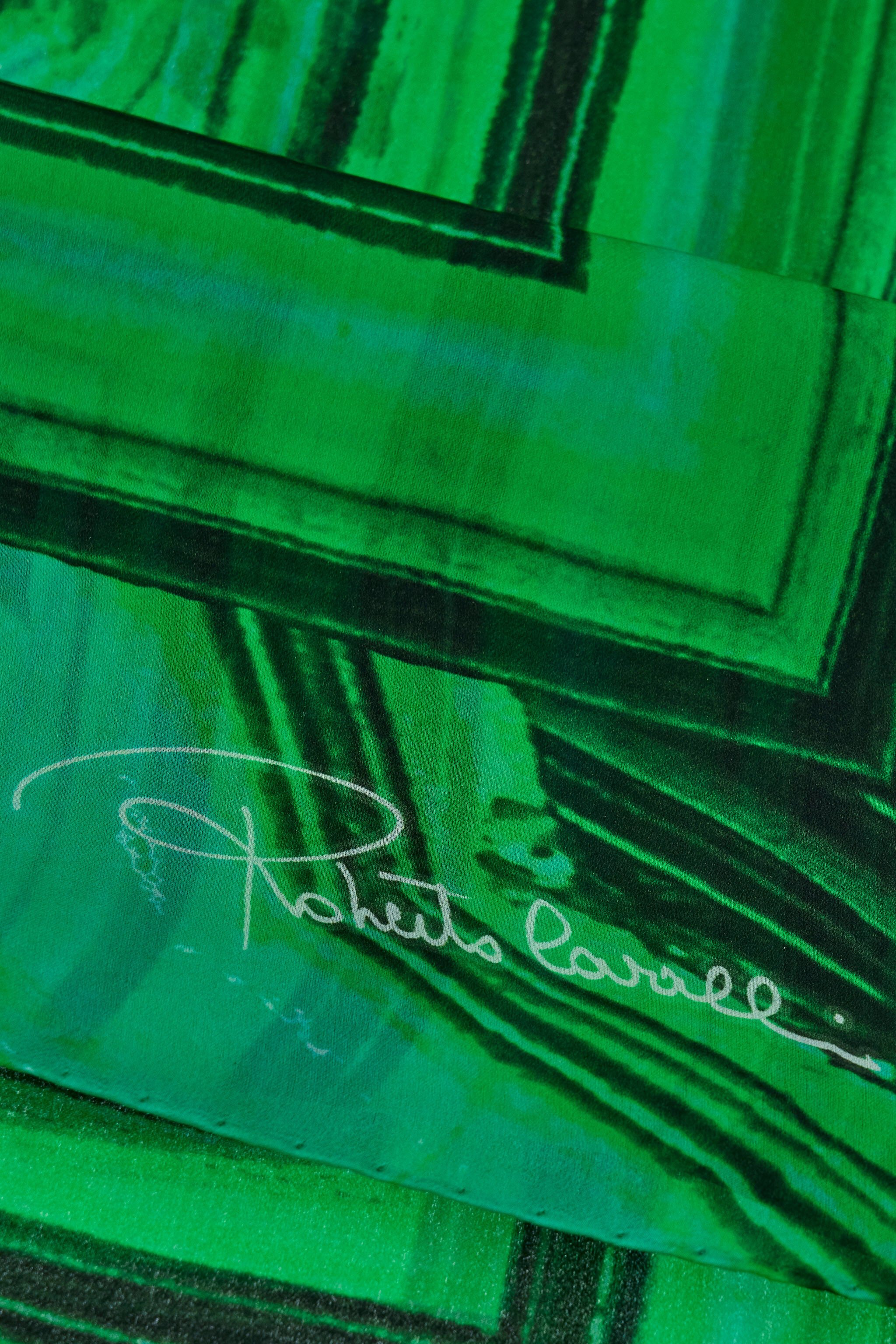 RC Châle En Soie À Imprimé Malachite Vert TALR32-IR049