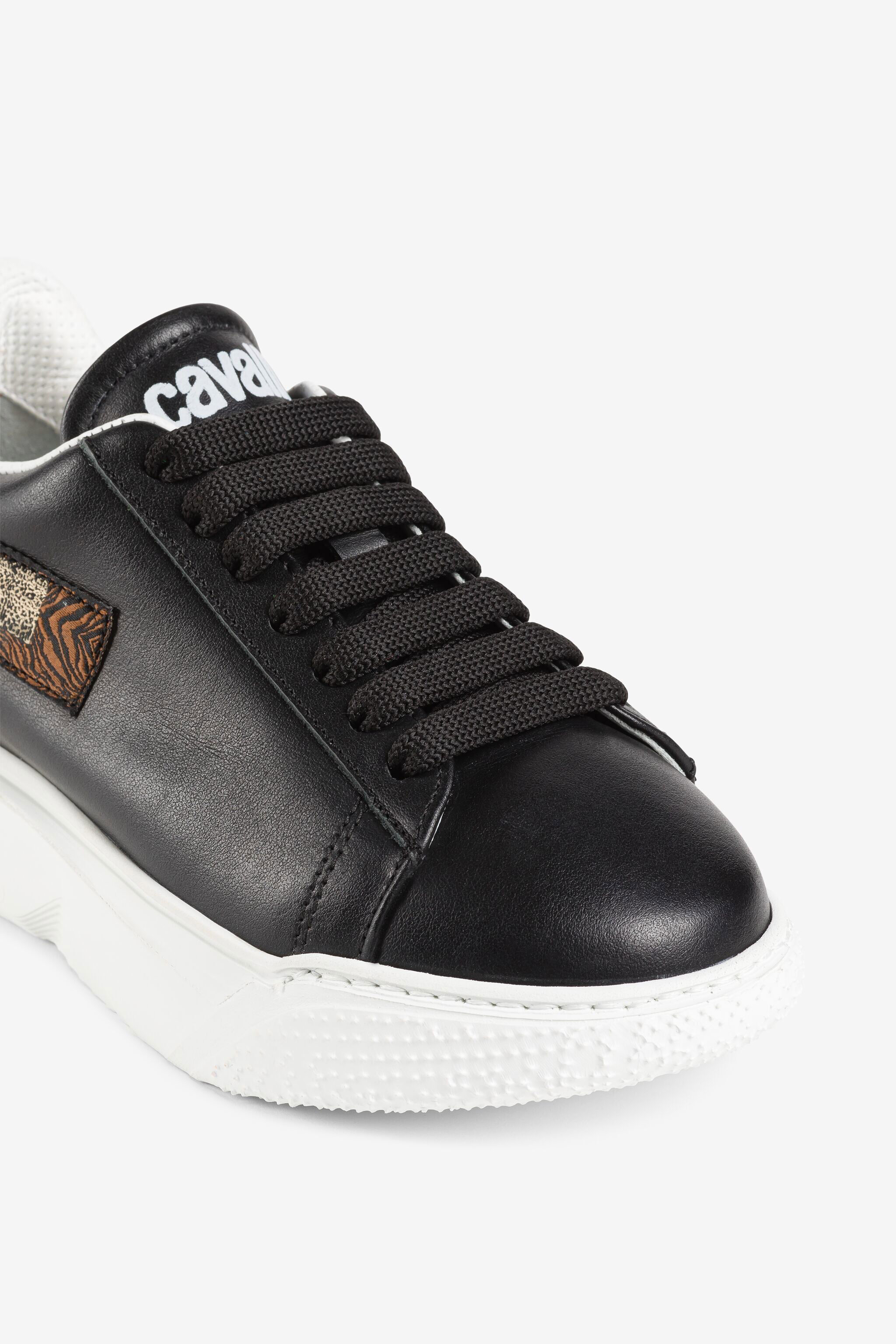 JU Animalier Patchwork-Print Appliqué Sneakers Black/White OJS096-PN003