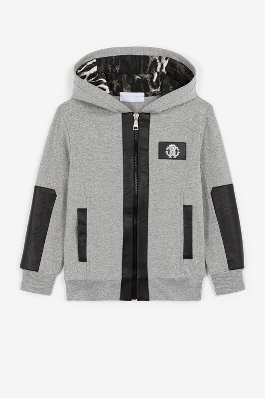 JU Sweatshirt mit Leoparden-Futter Grau PJT933-CF050