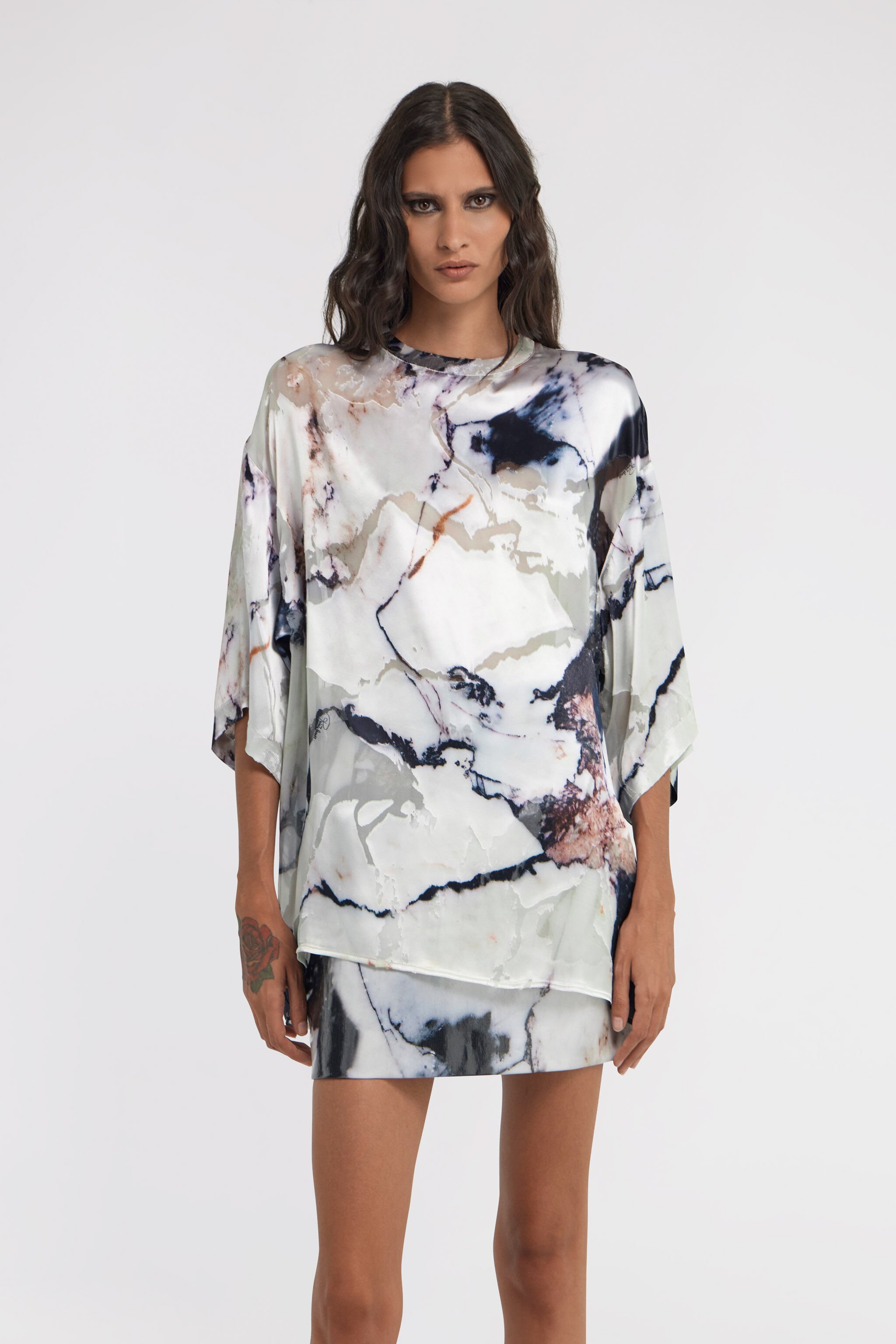 RC Marble Print T-shirt Black/White TWT602-HEN18