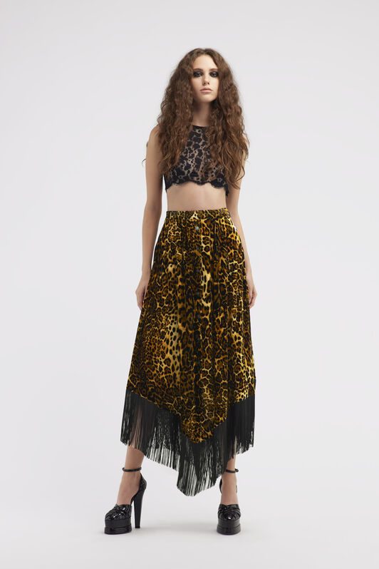 RC Long skirt with fringe Dunkelbraun RKT305-FY058