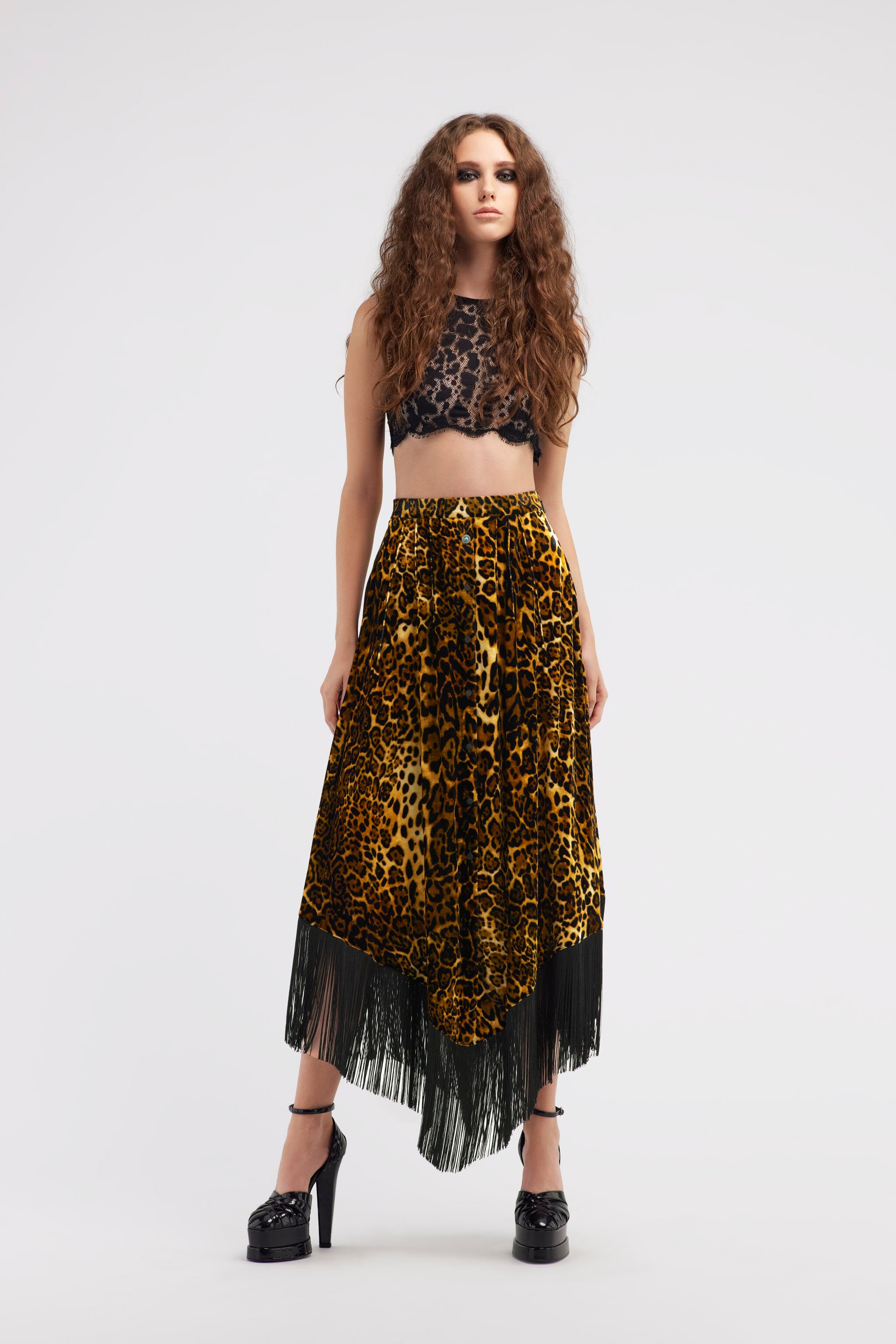 RC Long skirt with fringe Dunkelbraun RKT305-FY058