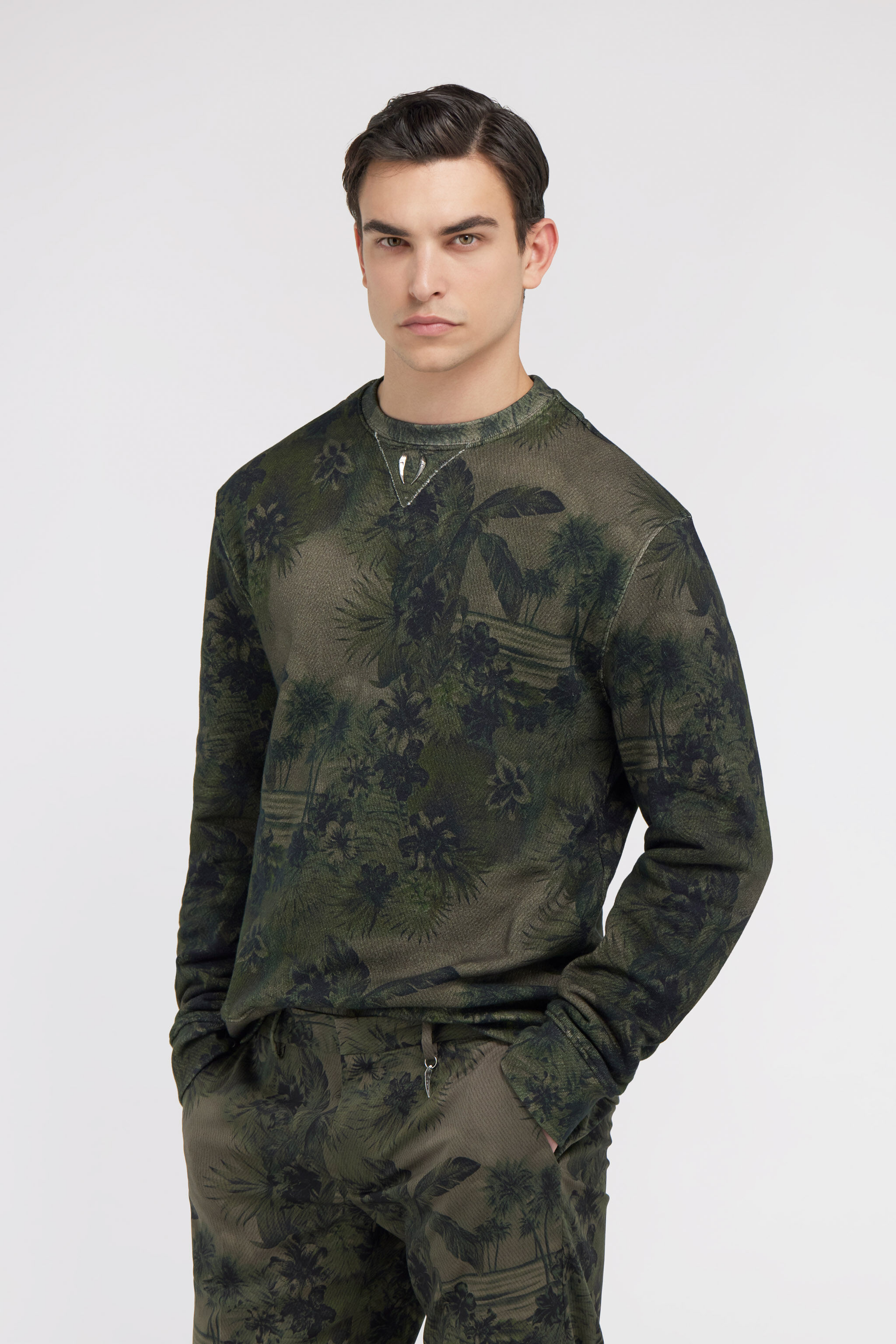 RC Hawaii Green printed sweatshirt Dunkelgrün SRT68E-5OH12