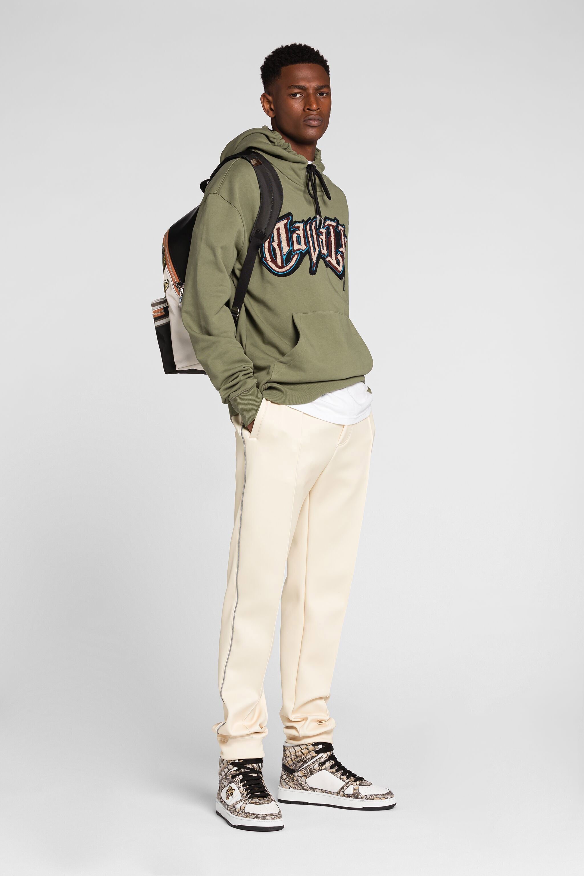 RC Logo-patch cotton hoodie Green QRT69A-CF050