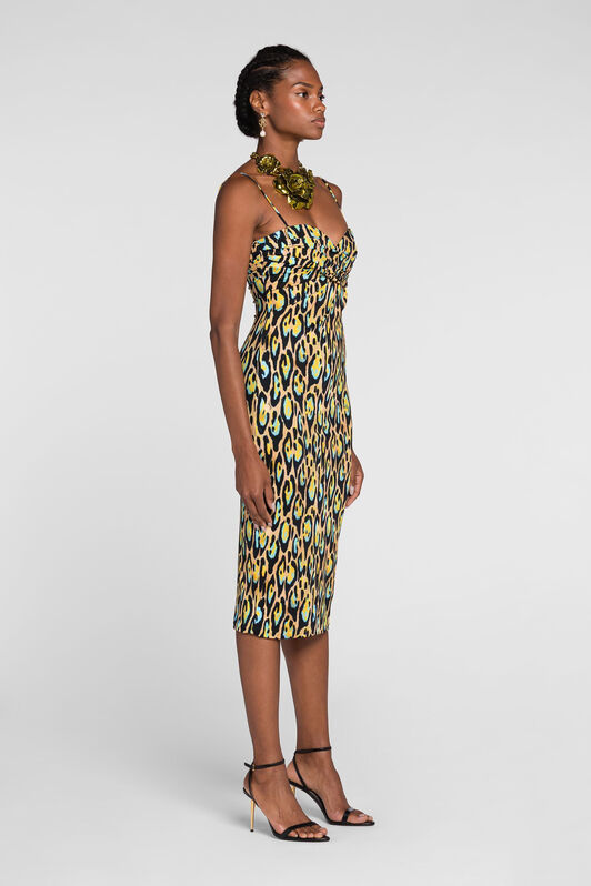 RC Leopard print sleeveless midi dress Yellow QKT104-LNF68