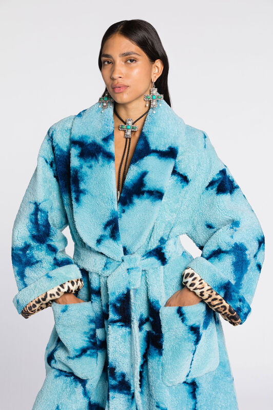 RC Tie-Dye Belted Coat TURCHESE RKF501-ZC001