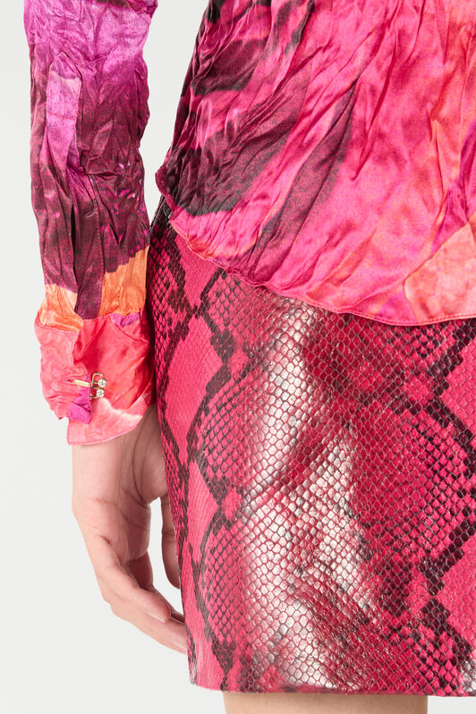 RC Shirt With Bejeweled Buttons And Rose Print Fuchsia UKT701-RYN48