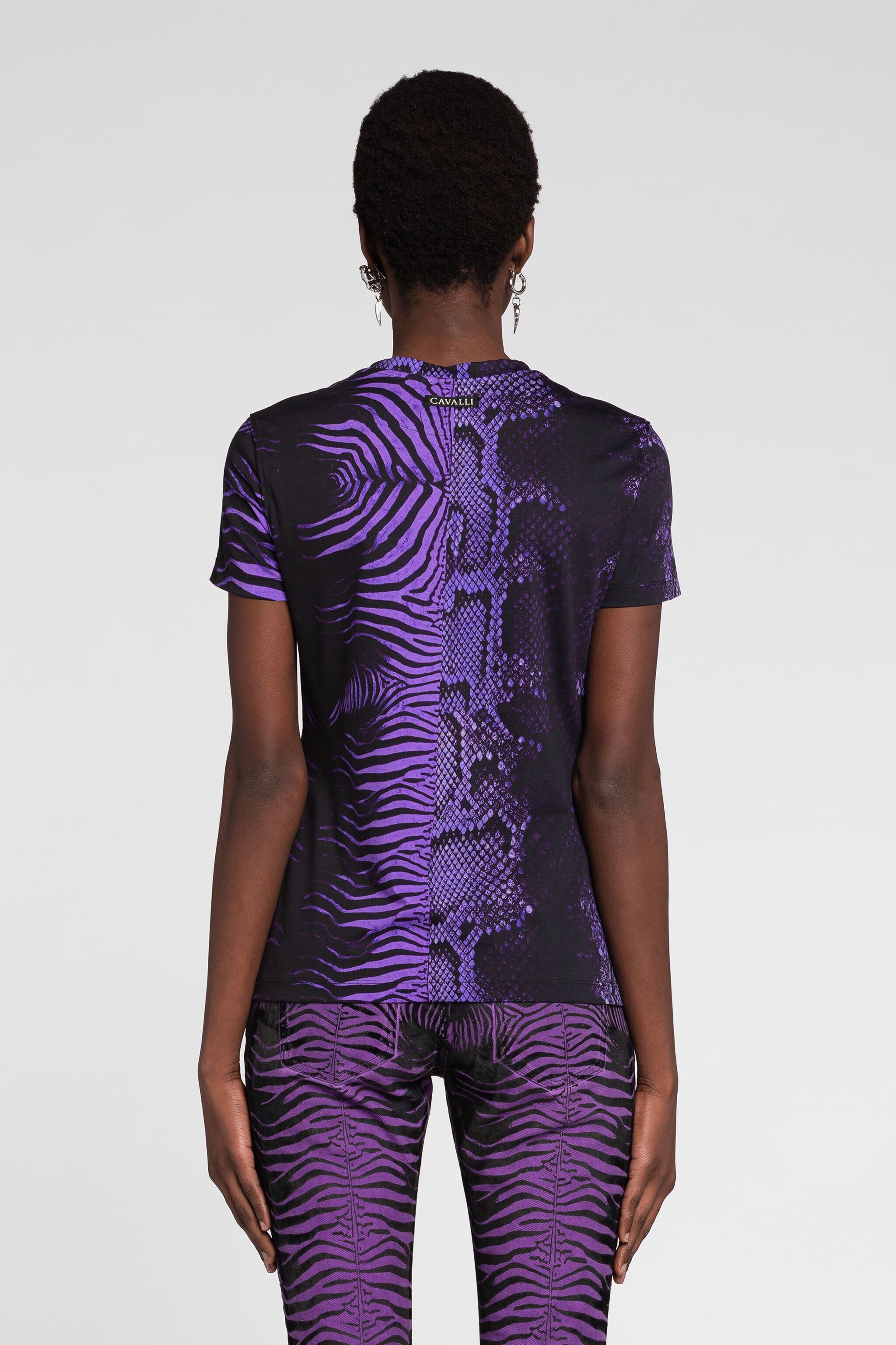 RC Slogan-Print Cotton T-Shirt Purple PQT60A-JD060