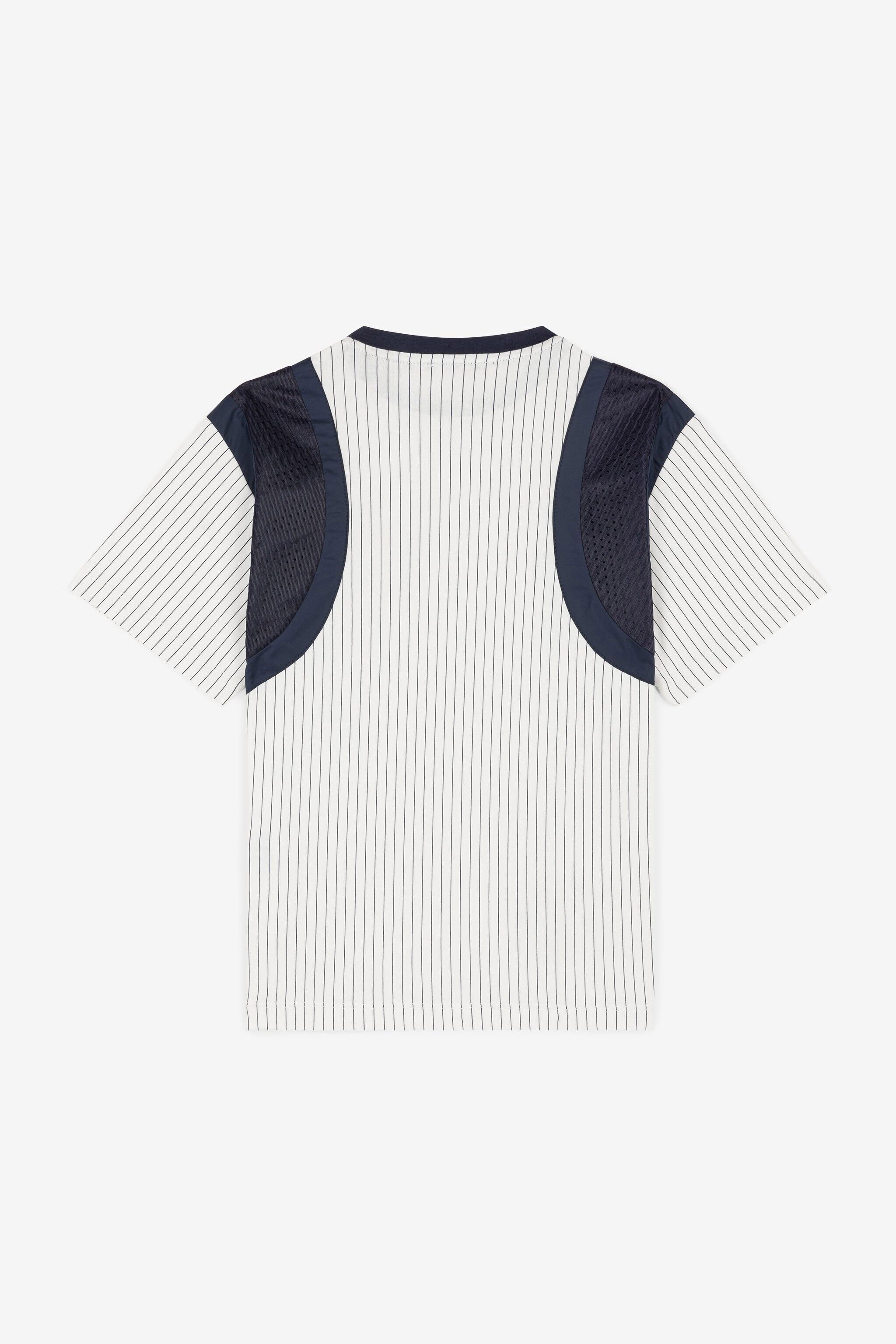 JU Gestreiftes T-Shirt mit Logo-Applikation Weiß OJT621-ISA2J