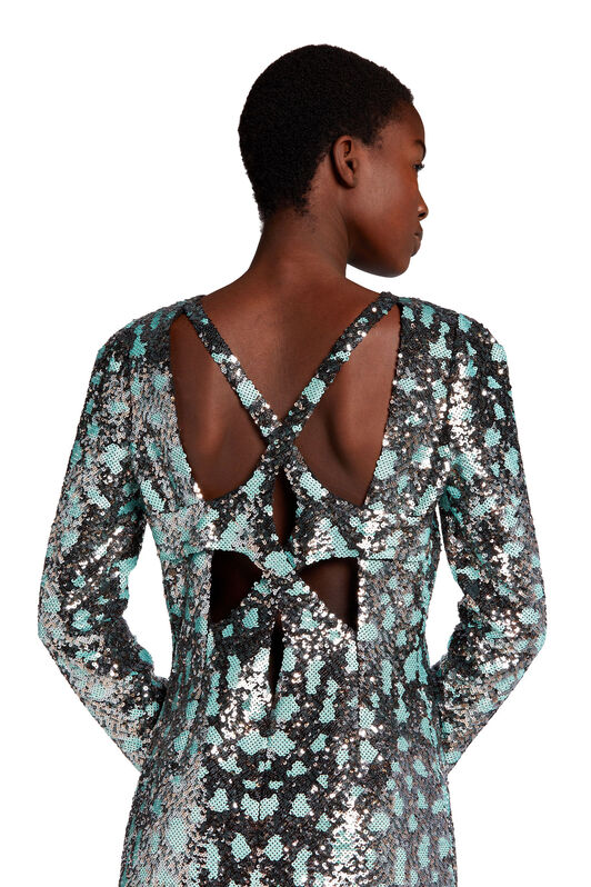 RC Leopard Sequin-Embellished Dress RC Leopard Sequin-Embellished Dress Hellblau/Schwarz GWR131-GG001